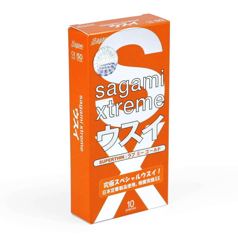 Bao cao su Sagami Love Me Orange siêu mỏng, bôi trơn, Hộp 10 cái