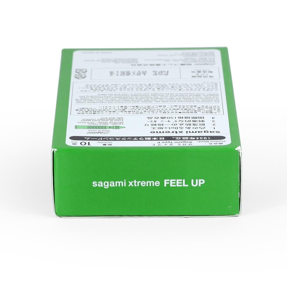 Bao cao su Sagami Xtreme Green nhiều gân, gai, ôm khít, Hộp 10 cái
