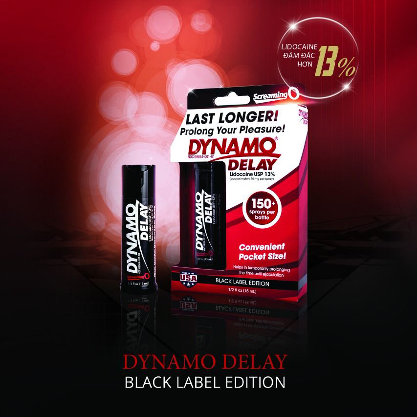 Xịt chống xuất tinh sớm Dynamo Delay Black Label Edition, Chai 15ml