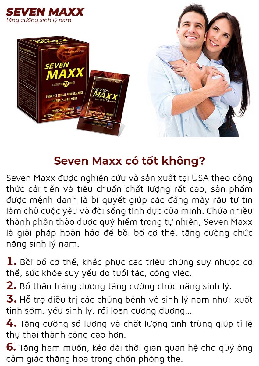 Seven Maxx tăng cường sinh lý nam, Hộp 10 viên