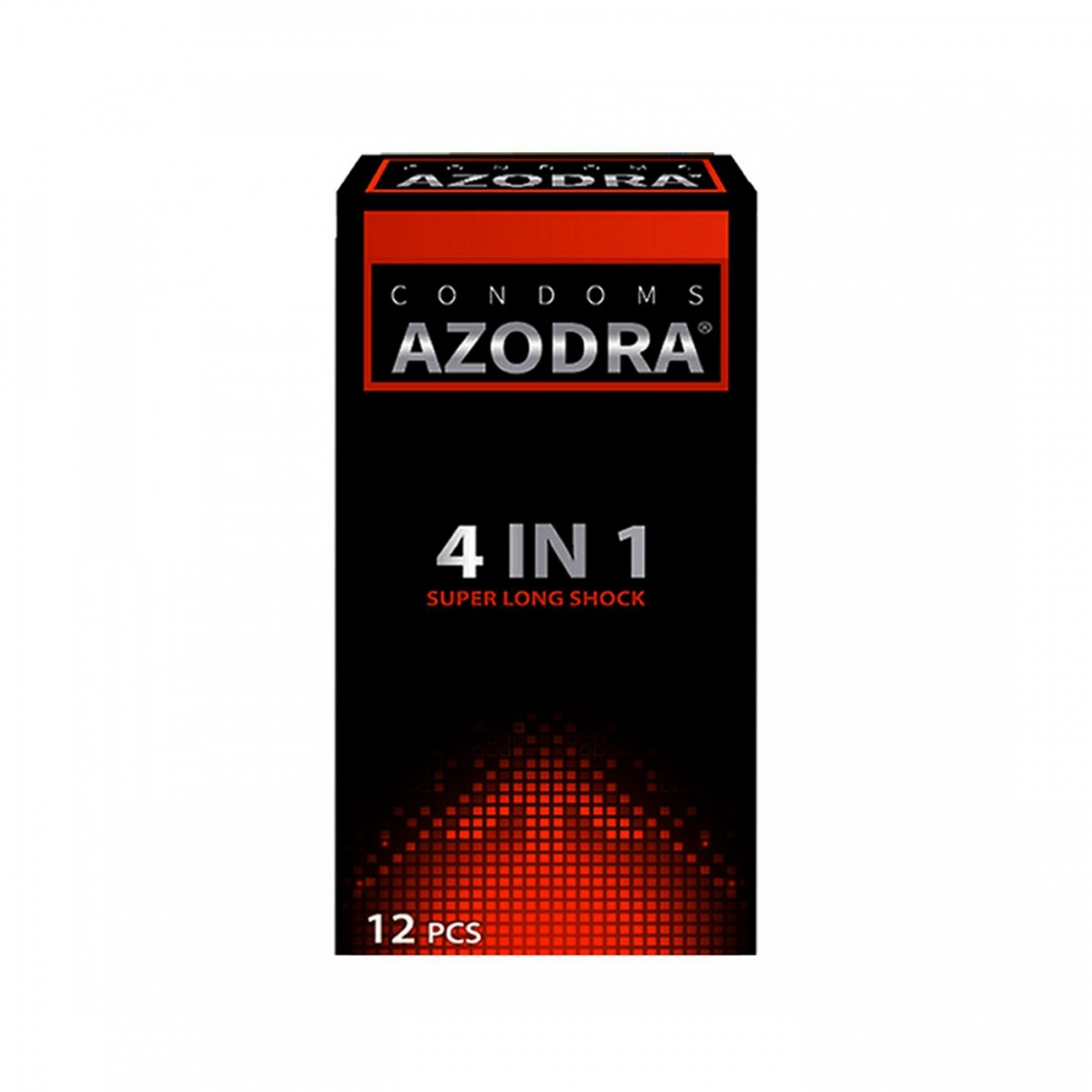 Bao cao su Azodra 4 in 1 Super Long Shock màu đỏ, Hộp 12 cái