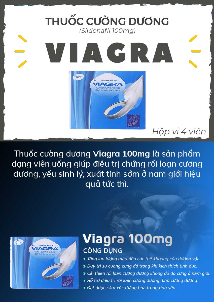Thuốc cường dương Viagra 100mg và công dụng