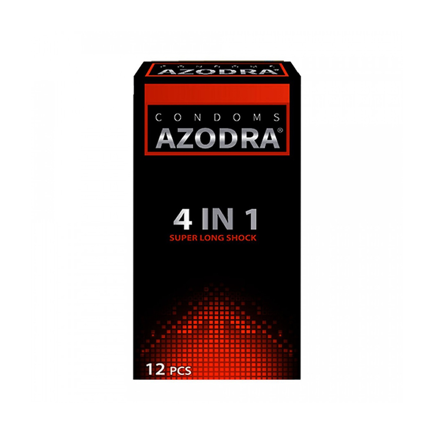 Bao cao su Azodra 4 in 1 Super Long Shock màu đỏ, Hộp 12 cái