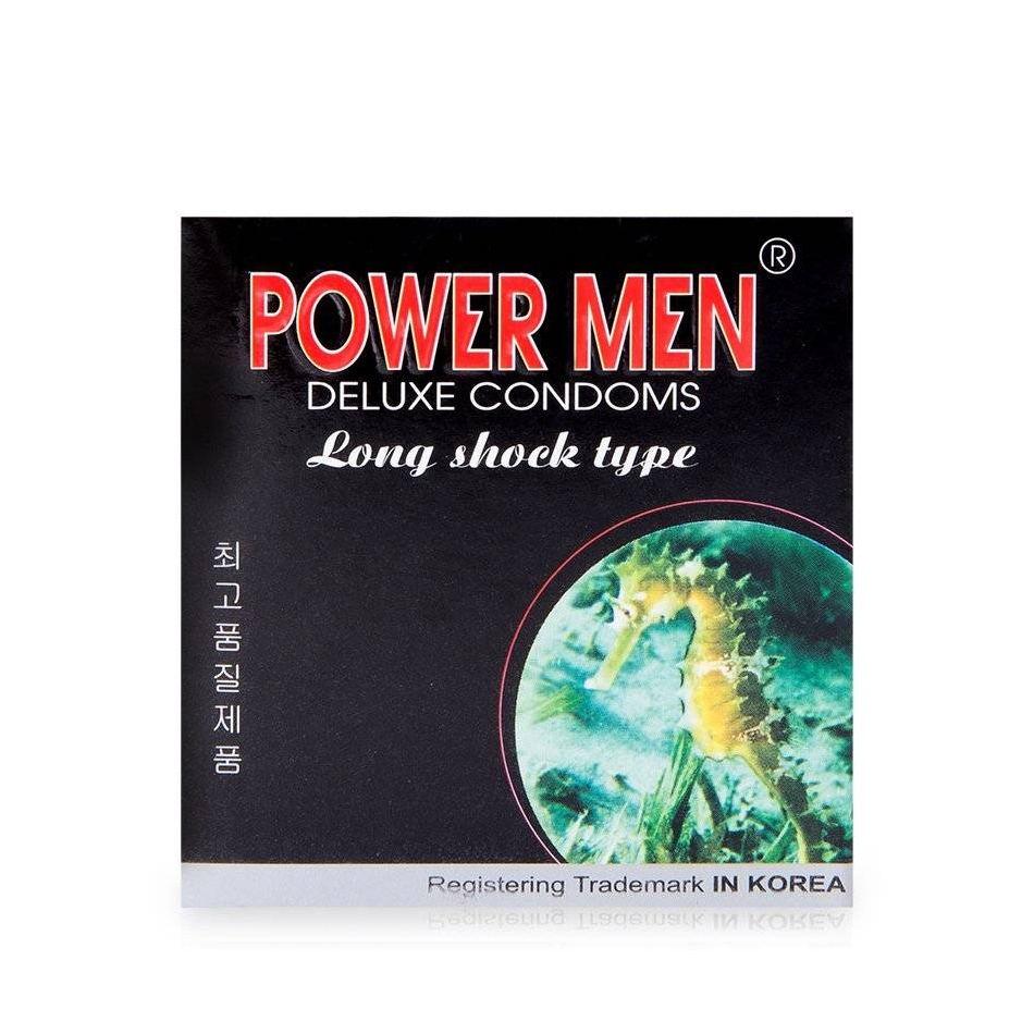 Bao cao su cá ngựa Power Men Long Shock Type tăng khoái cảm, Hộp 3 cái