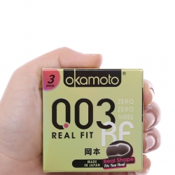 Bao cao su Okamoto 0.03 Real Fit siêu mỏng, ôm sát, Hộp 3 cái