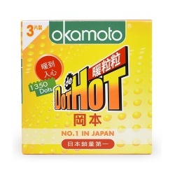 Bao cao su Okamoto Dot de Hot gai nóng truyền nhiệt nhanh, Hộp 3 cái