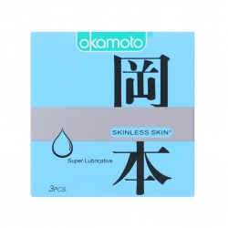 Bao cao su Okamoto Skinless Skin siêu bôi trơn, Hộp 3 cái