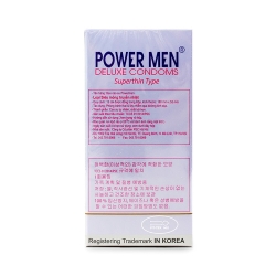 Bao cao su Power Men Superthin Type siêu mỏng, kéo dài thời gian, Hộp 12 cái