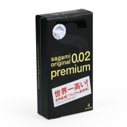 Bao cao su Sagami Original 0.02 Premium siêu mỏng thế hệ mới, Hộp 4 cái